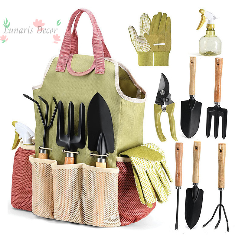 Gardening Tools Set Gift - 9-teiliges Gartenwerkzeug-Set für den Außenbereich, Gartenwerkzeug-Set,