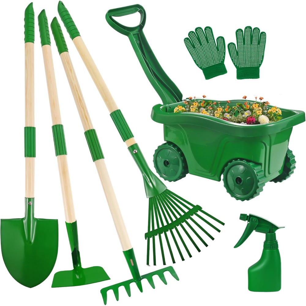 Gardening Tools Girly - Kinder-Gartengeräte-Set mit Schubkarre für Kleinkinder mit