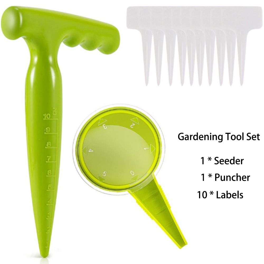 Gardening Tools Labeled - Neue Kunststoff-Gartengeräte, verstellbarer Handpflanzer, Sämaschine, Gartenmarkierungen,