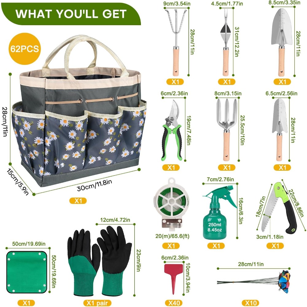 Komplettes 62-teiliges Gartenw – Gardening Tools Set Gift Bewertung und Preis